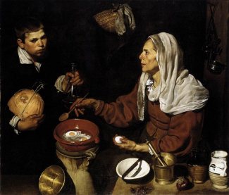 Old Woman Frying Eggs, 1618 by Diego Velazquez, found on diego-velasquez.org